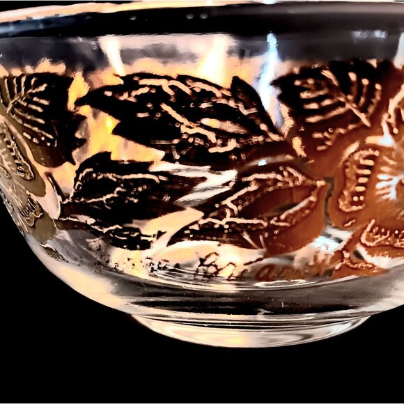 Georges Briard Small Glass Dip Bowl Flowers Gold Gilded Signed 5" Vintage MCM - Picture 10 of 10